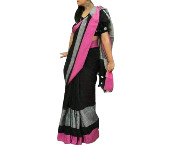 Pure linen plane saree SILK ZONE