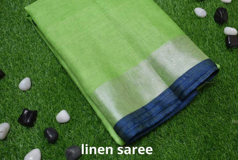 Pure linen plane saree SILK ZONE