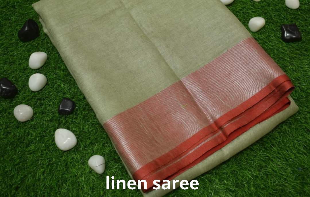 Pure linen plane saree SILK ZONE