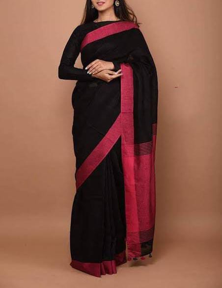 Pure linen plane saree SILK ZONE