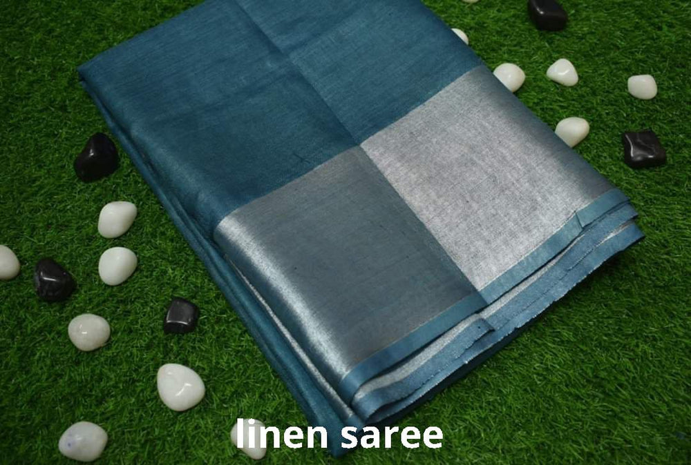Pure linen plane saree SILK ZONE