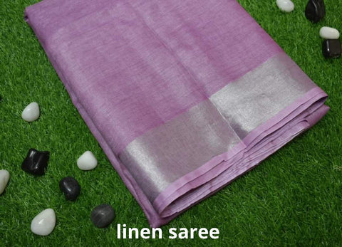 Pure linen plane saree SILK ZONE