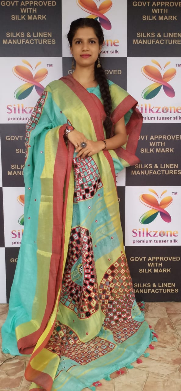 Linen cutwork design saree SILK ZONE