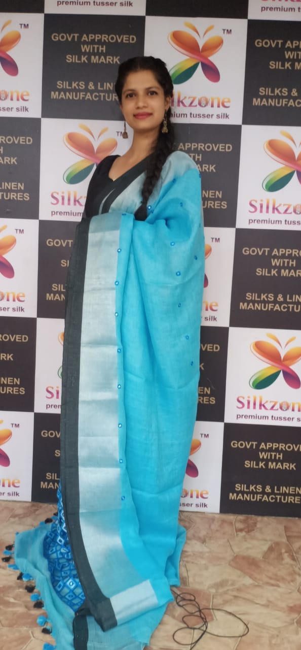 Linen cutwork design saree SILK ZONE