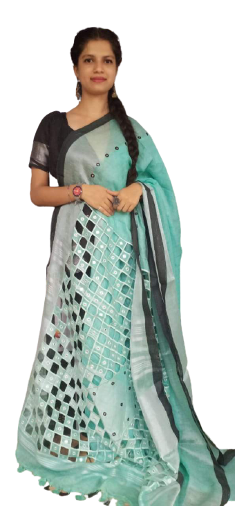 Linen cutwork saree SILK ZONE