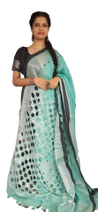 Linen cutwork saree SILK ZONE