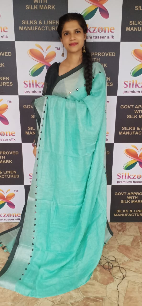 Linen cutwork saree SILK ZONE