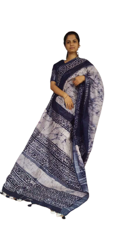 Khadi linen Batik printed saree SILK ZONE
