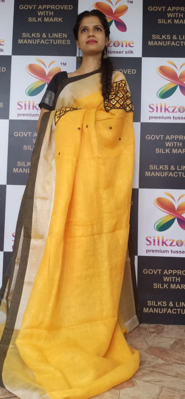 Linen cutwork design saree SILK ZONE