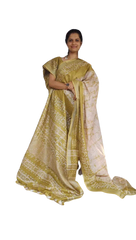 Khadi linen batik printed saree SILK ZONE