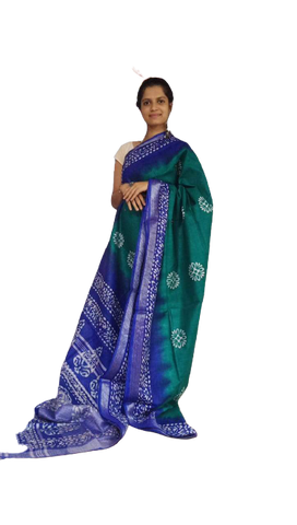Khadi linen batik printed saree SILK ZONE