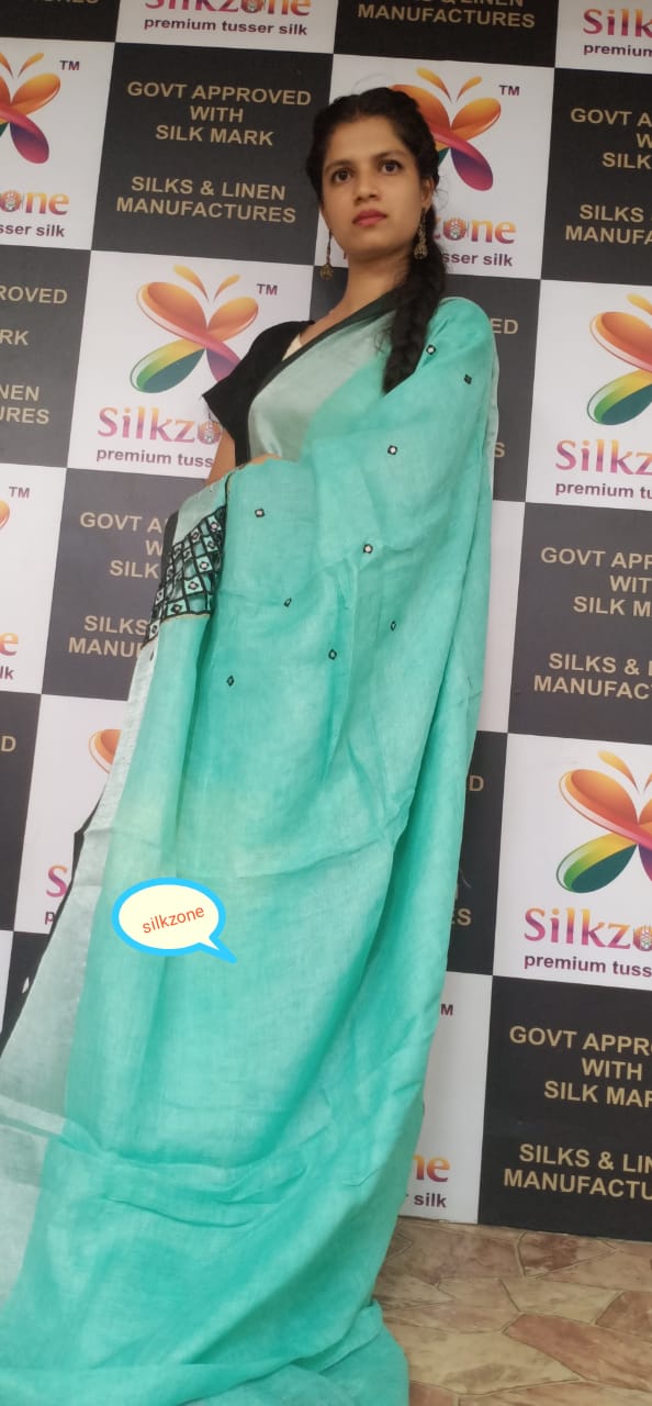 Linen cutwork saree SILK ZONE