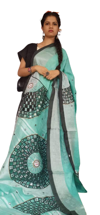Linen cutwork saree SILK ZONE