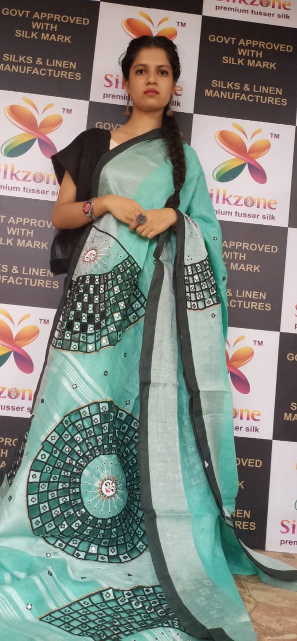 Linen cutwork saree SILK ZONE