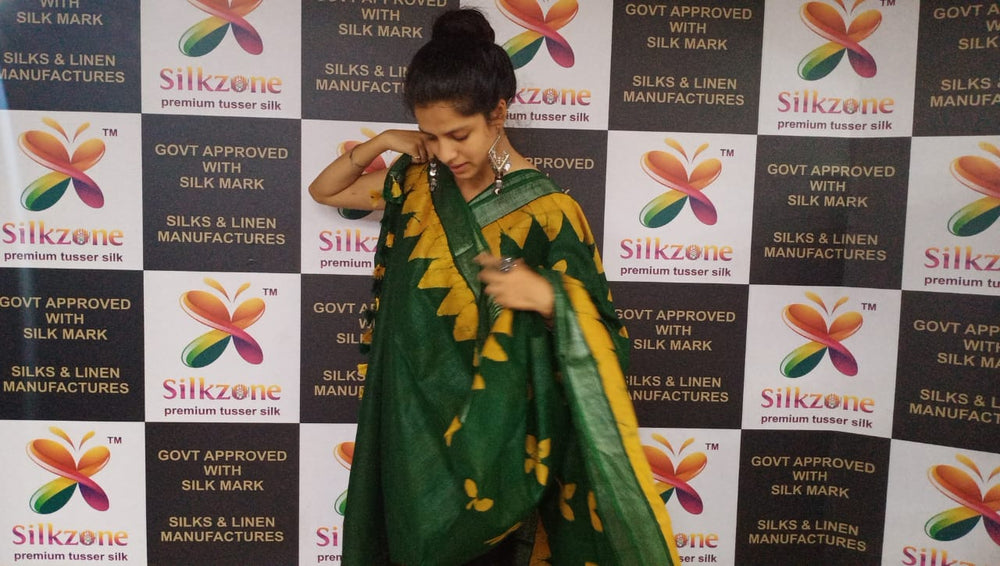 Khadi linen batik printed saree SILK ZONE