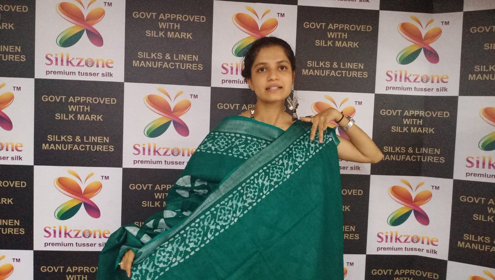 Khadi linen batik printed saree SILK ZONE