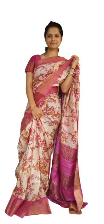 Pure Tussar Silk print saree