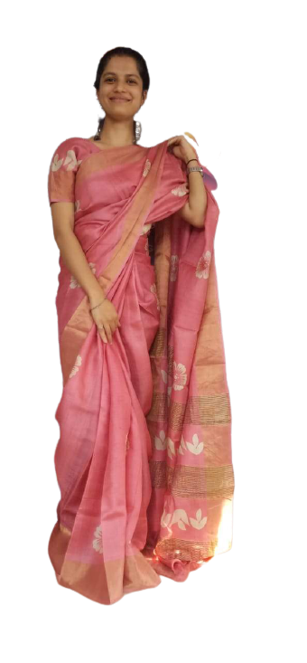 Pure Tussar Silk print saree