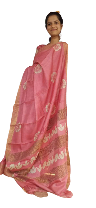 Pure Tussar Silk print saree