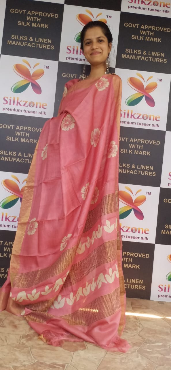 Pure Tussar Silk print saree