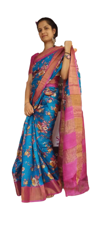 Pure Tussar Silk print saree