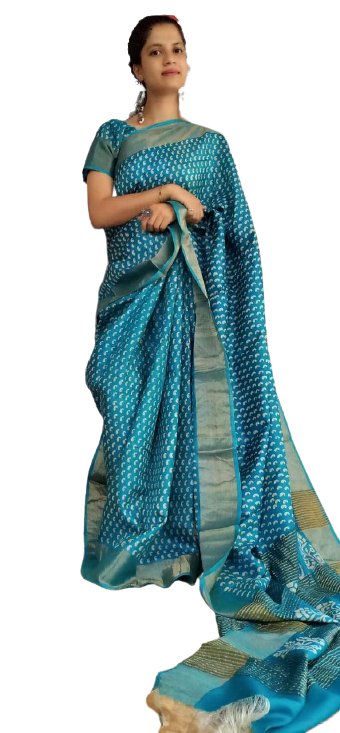 Pure Tussar Silk print saree