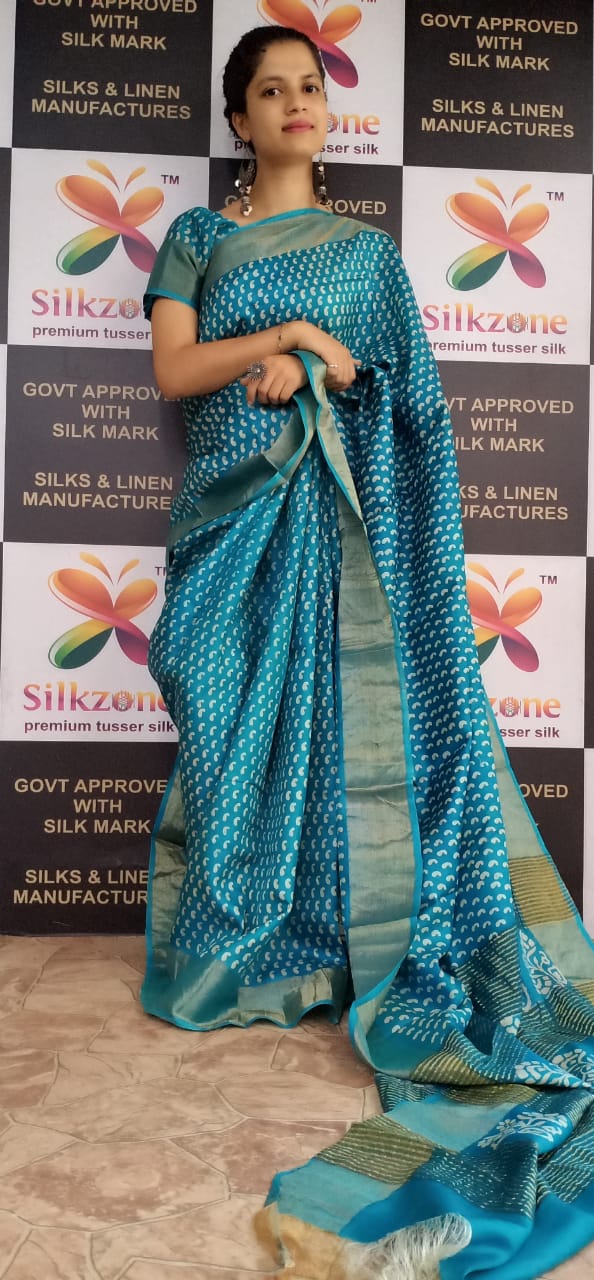 Pure Tussar Silk print saree