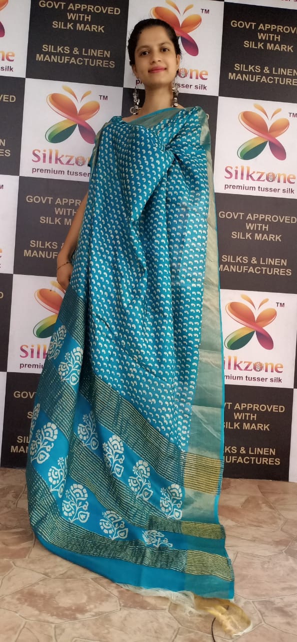 Pure Tussar Silk print saree