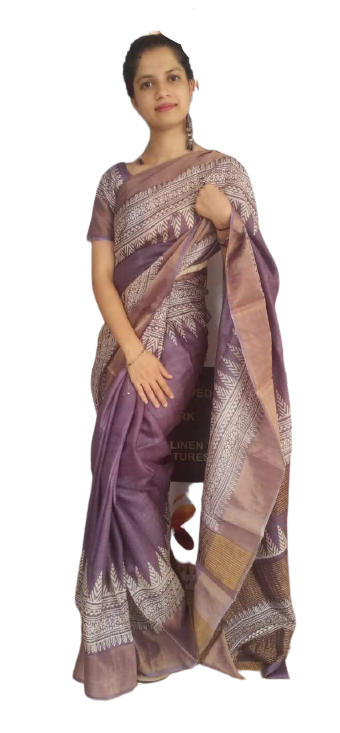 Pure Tussar Silk print saree