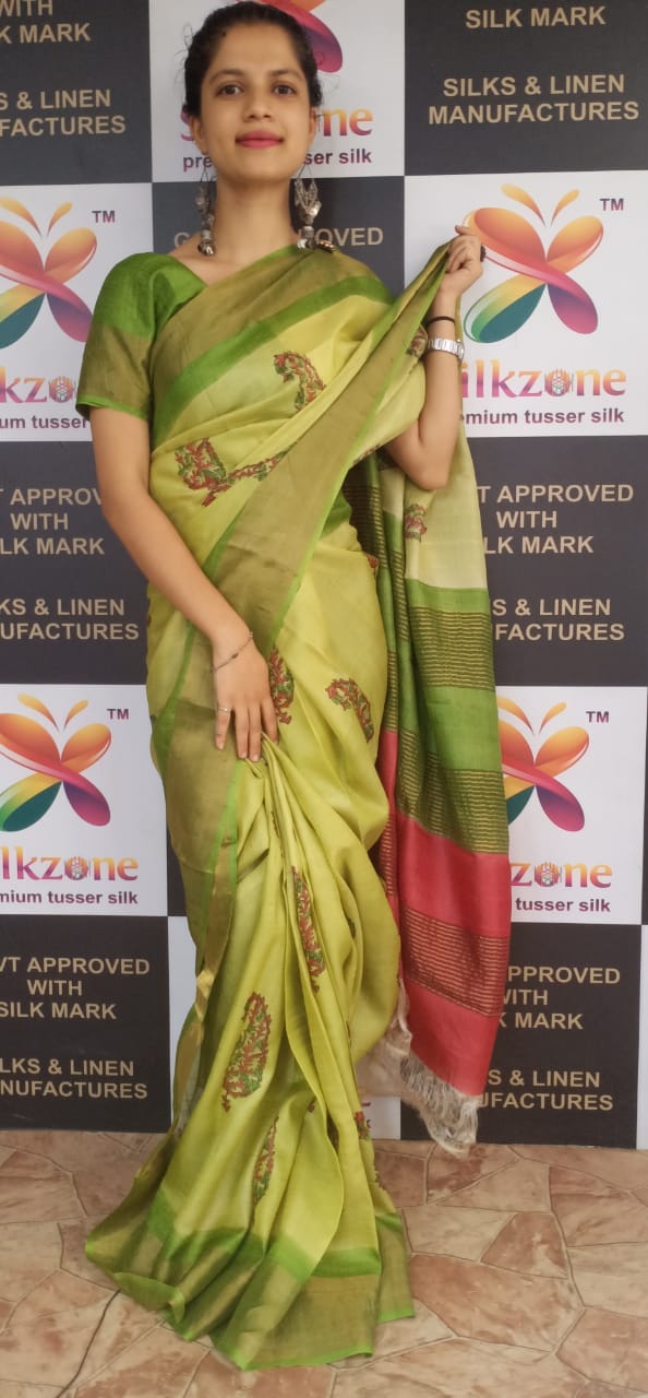Pure Tussar Silk print saree