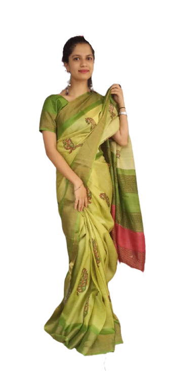 Pure Tussar Silk print saree