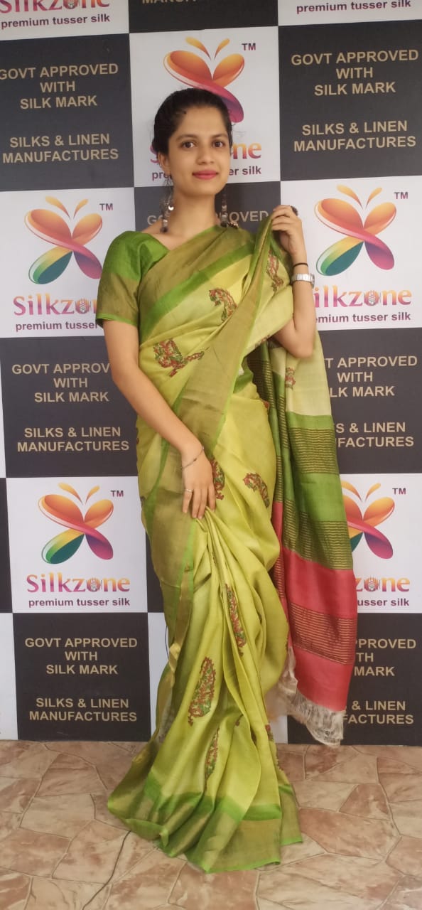 Pure Tussar Silk print saree