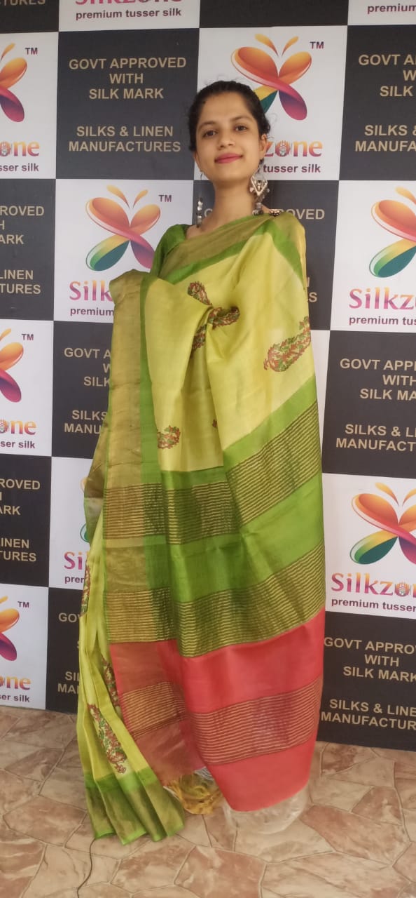 Pure Tussar Silk print saree