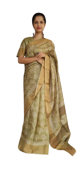 Pure Tussar Silk print saree