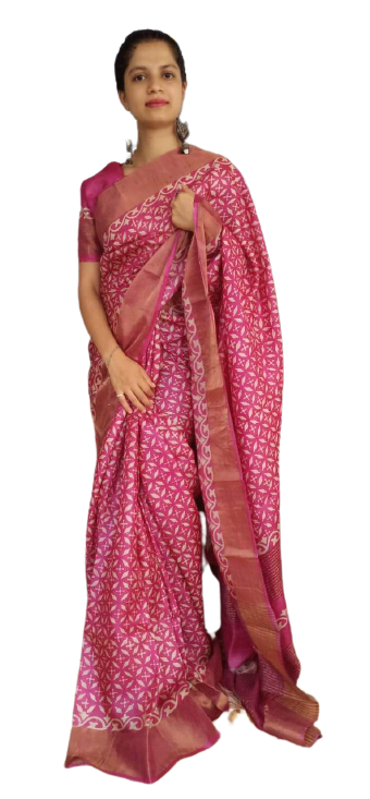 Pure Tussar Silk print saree