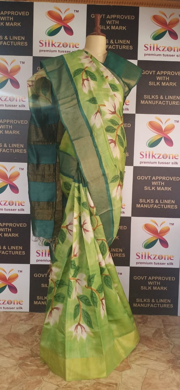 Pure Tussar Silk print saree
