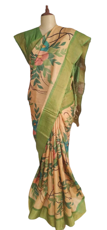 Pure Tussar Silk print saree