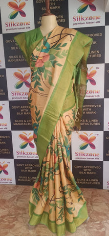 Pure Tussar Silk print saree