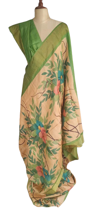 Pure Tussar Silk print saree