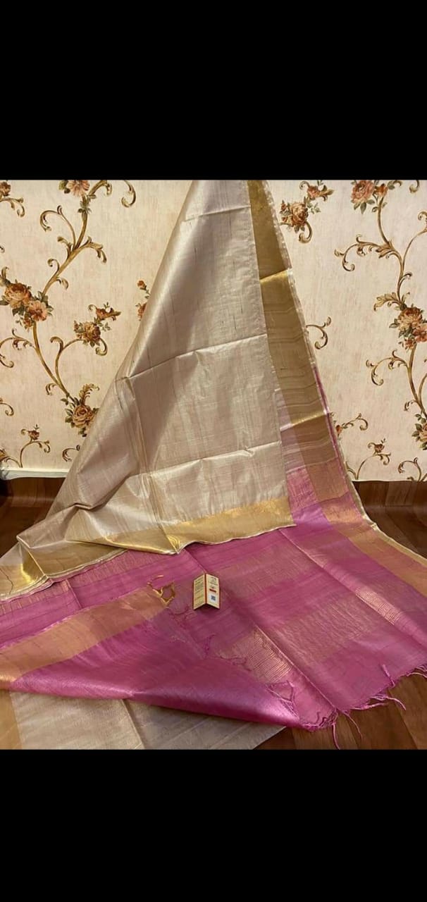 Pure Tussar Silk print saree