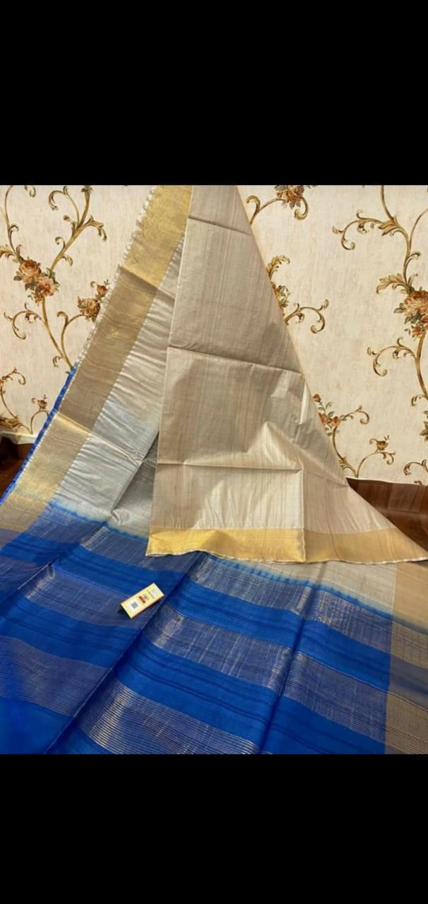 Pure Tussar Silk print saree