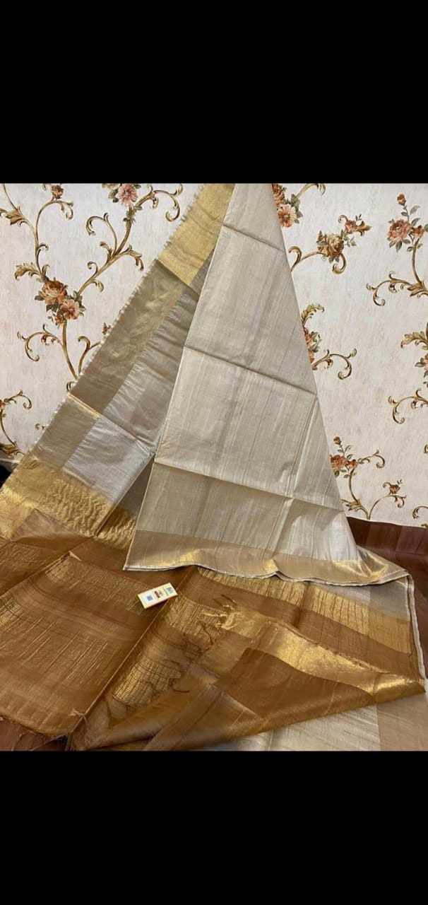 Pure Tussar Silk print saree
