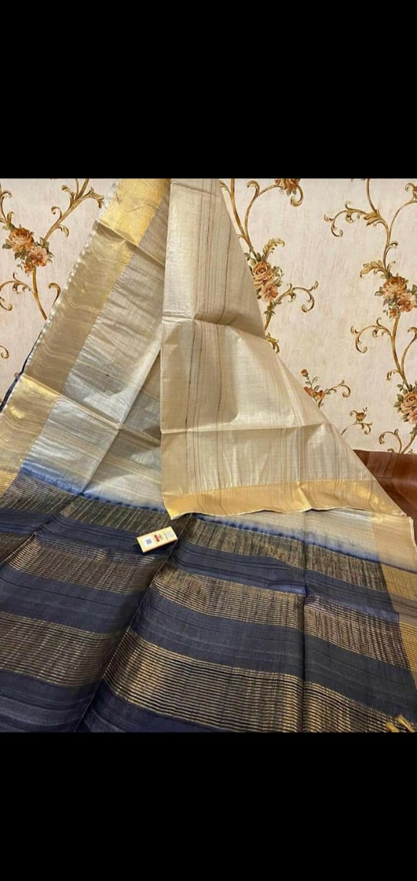 Pure Tussar Silk print saree