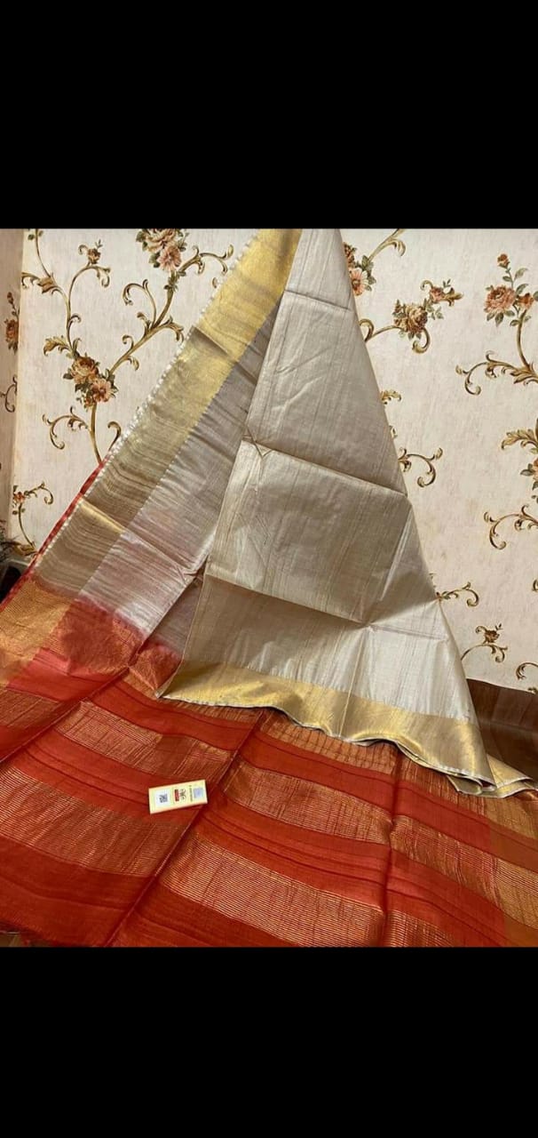 Pure Tussar Silk print saree