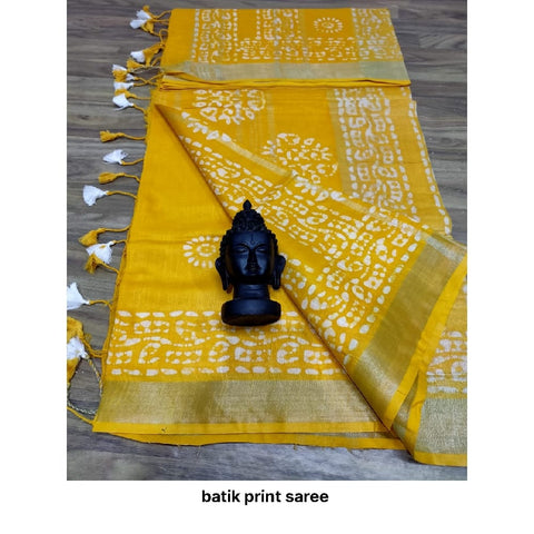 Khadi linen batik print saree SILK ZONE