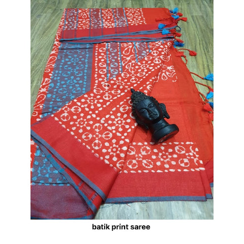 Khadi linen batik print saree SILK ZONE