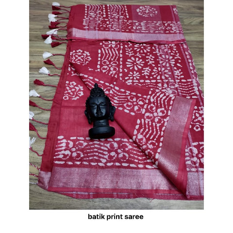 Khadi linen printed saree SILK ZONE