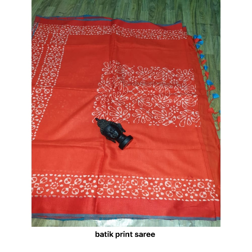 Khadi linen batik print saree SILK ZONE