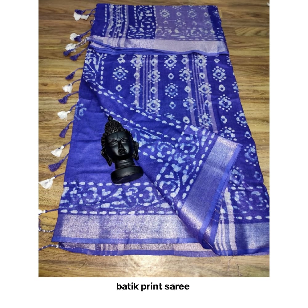 Khadi linen print saree SILK ZONE