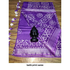 Khadi linen batik print saree SILK ZONE